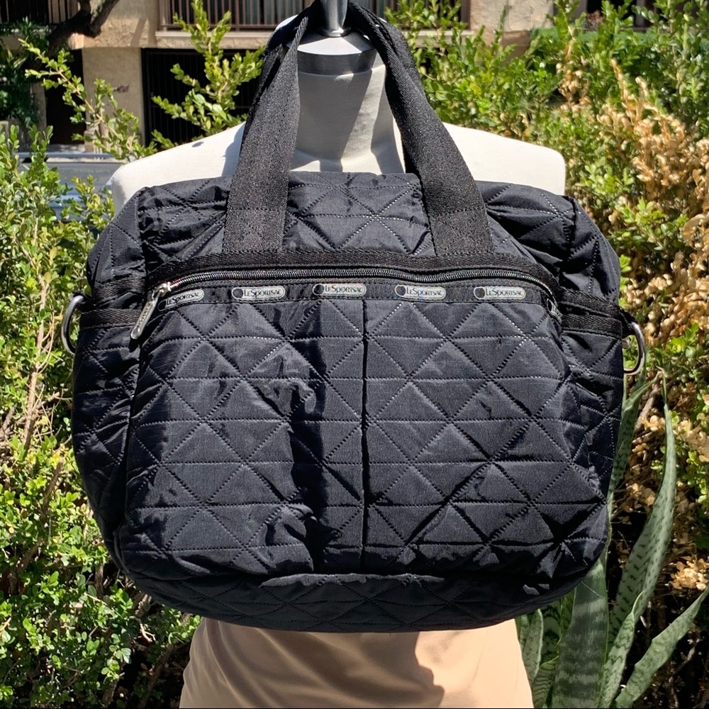 Black Quilted Satchel with Sturdy Handles